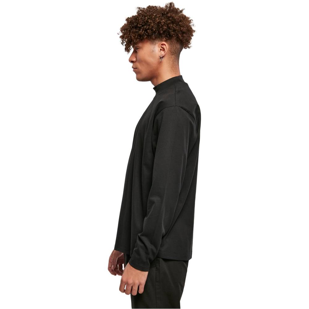 Urban Classics - Heavy Boxy Mock Neck Longsleeve shirt - Zwart
